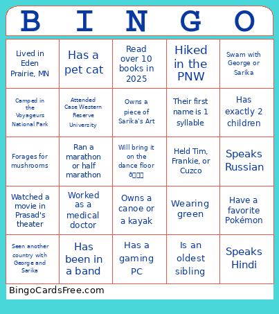 Sarika And George’s Wedding Guest Bingo Card