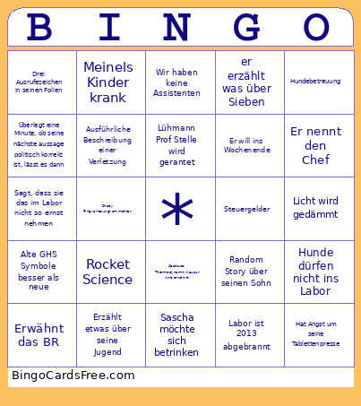 Sashas Bingo Card