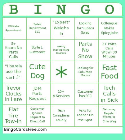 Saturday Bingo