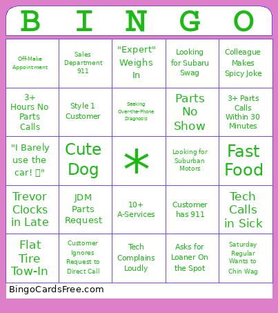 Saturday Bingo