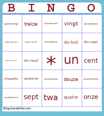 Sawyer's Bingo Card