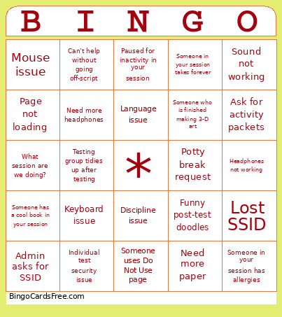SBA Help Bingo Card
