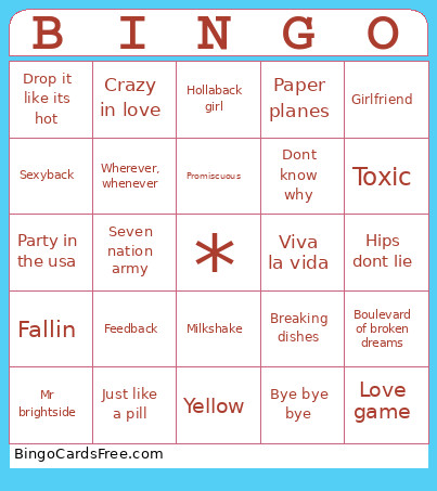 SBDV; Bingo Card