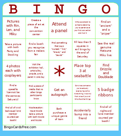 SC26 Sisters Bingo Card