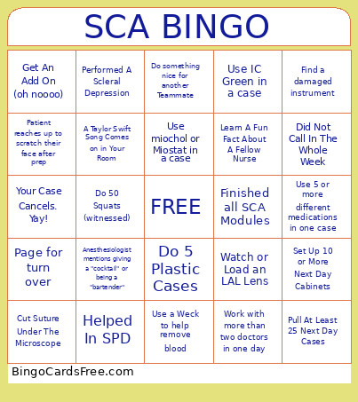 SCA Bingo Card