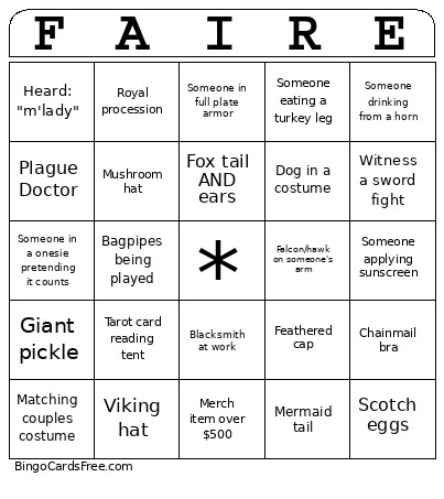 Scarborough Fair 2026 Bingo Card