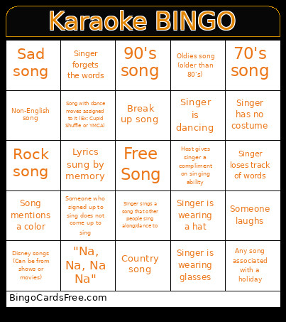 Scary-oke Bingo Card
