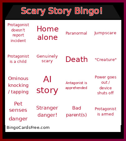 Scary Story ! Bingo Card