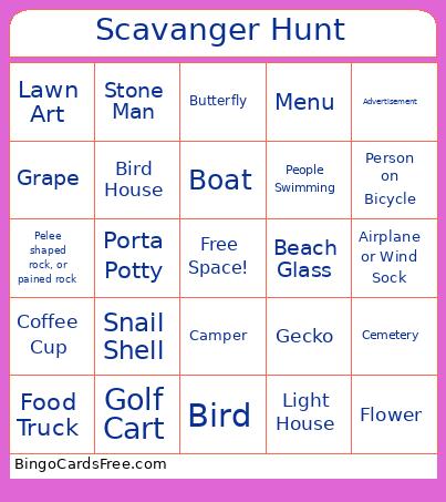 Scavanger Hunt Bingo