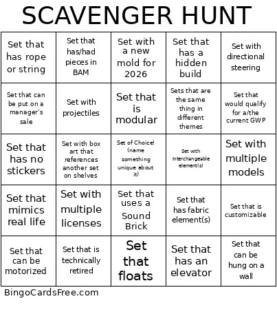Scavenger Hunt Bingo Card