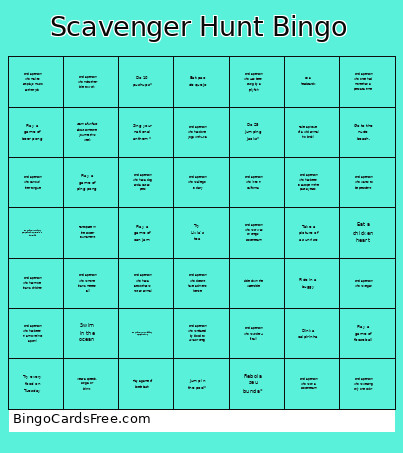 Scavenger Hunt Bingo Card