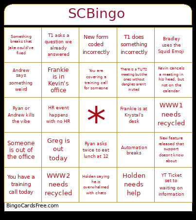 SC Bingo Card