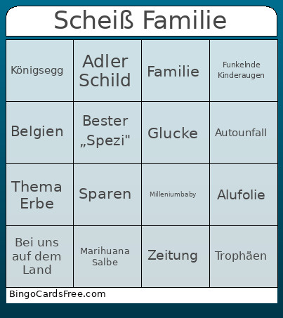 Scheiß Familie Bingo Card