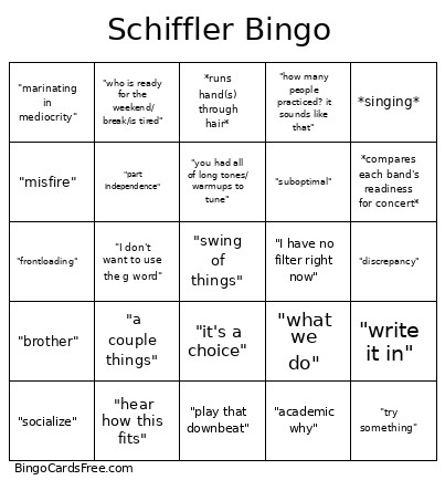 Schiffler Bingo Card