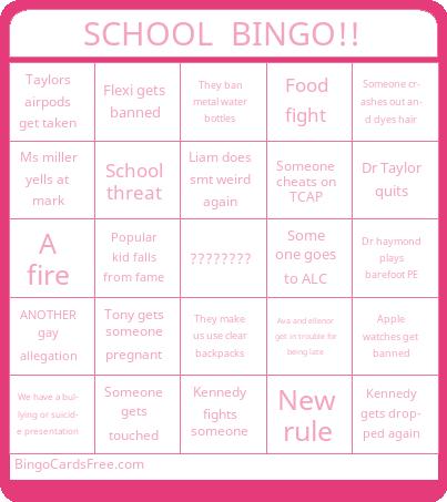 SCHOOL  BINGO!!