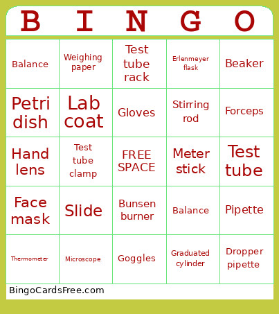 Science Bingo Card