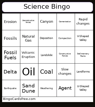 Science Bingo Card