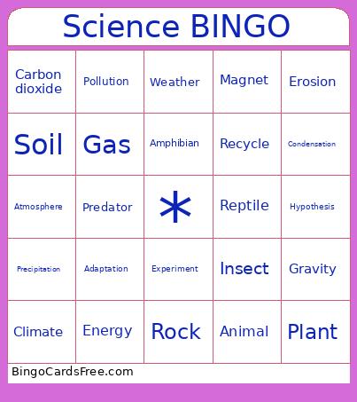 Science Bingo Card