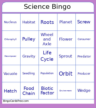 Science Bingo Card
