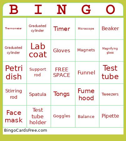 Science Equipment Bingo