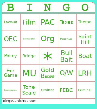 Scientology 01 Bingo Card