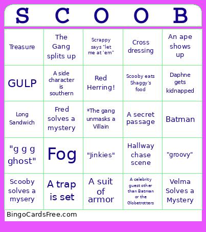 Scooby Bingo Card