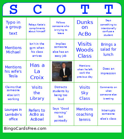 Scott Bingo Card
