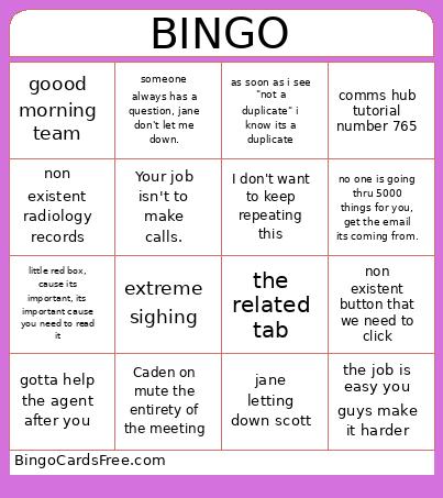 Scott Bingo Card