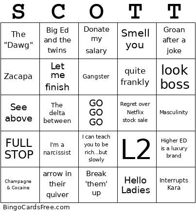 Scott Galloway Bingo Card