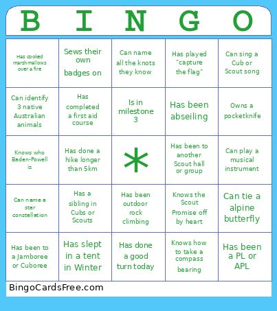 Scout Cub Bingo