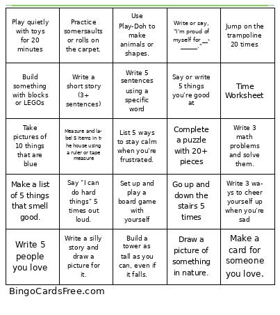 Screen Time Bingo
