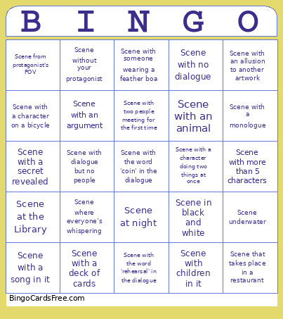 Screenplay Bingo Card
