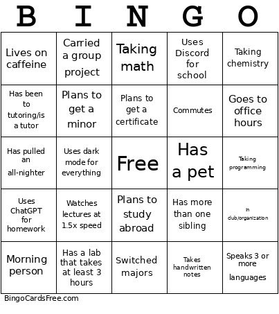 SCTC 2201 Bingo Card