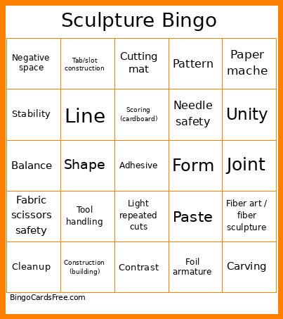 Sculpture Final Bingo Card