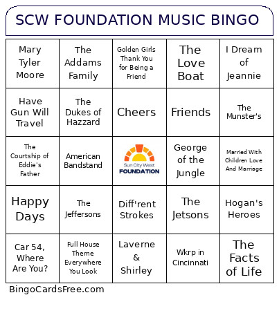 TV THEME SONGS Bingo Cards