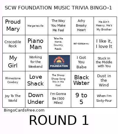 SCW FOUNDATION MUSIC TRIVIA BINGO-1
