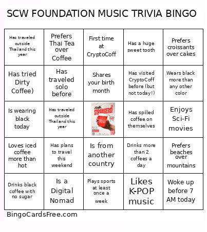 SCW FOUNDATION MUSIC TRIVIA BINGO