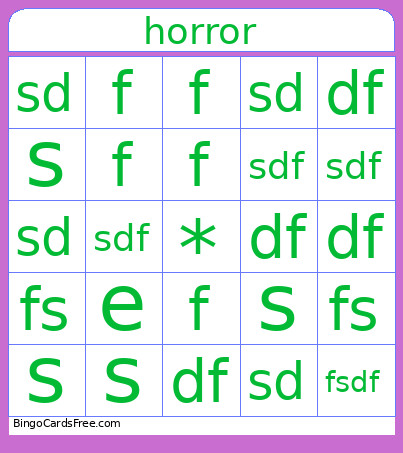 Sdfsdf Bingo Card