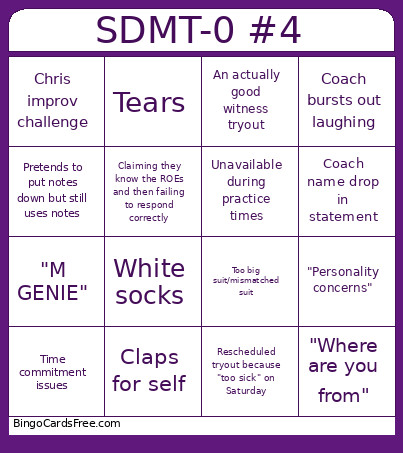SDMT-0 #4 Bingo Card