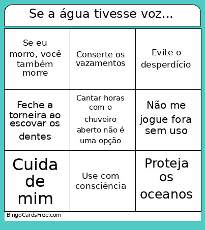 Se A água Tivesse Voz... Bingo Card