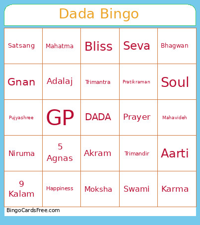 SE Shibir Kids Bingo Card