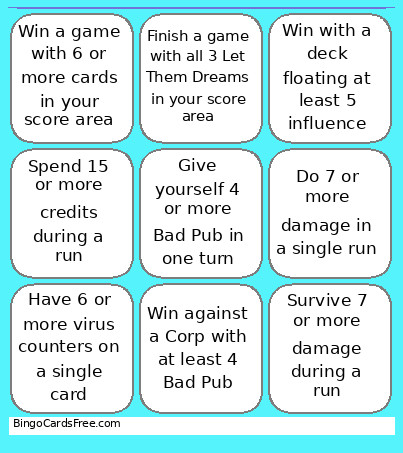 SE WI NR Bingo Card