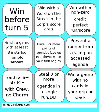 SE WI NR Bingo Card