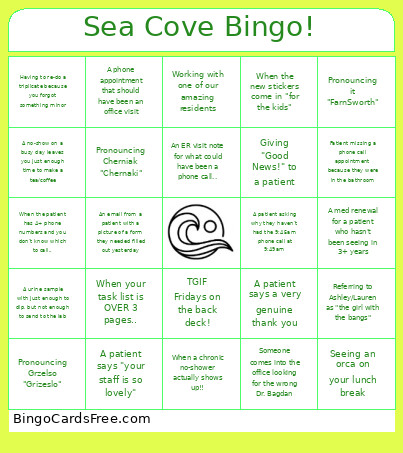 Sea Cove ! Bingo Card
