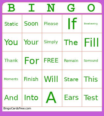 Sea Of Idiocy Bingo Card