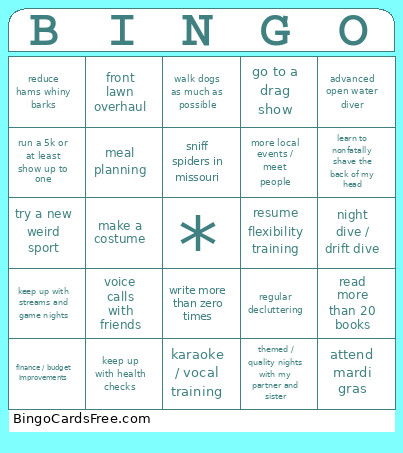 Sea Bingo Card