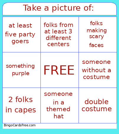 SEADS Halloween Party Photo Bingo Card