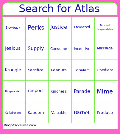 Search For Atlas Bingo Card