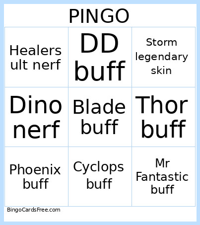 Season 10.5 Bingo Card