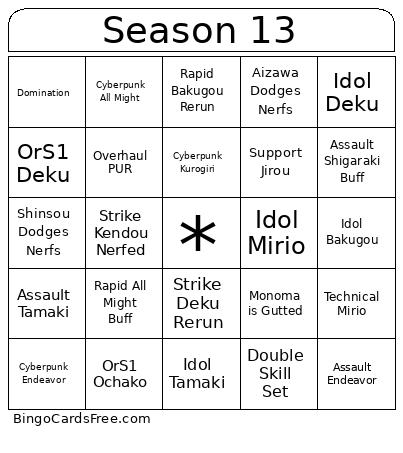 Season 13 Bingo